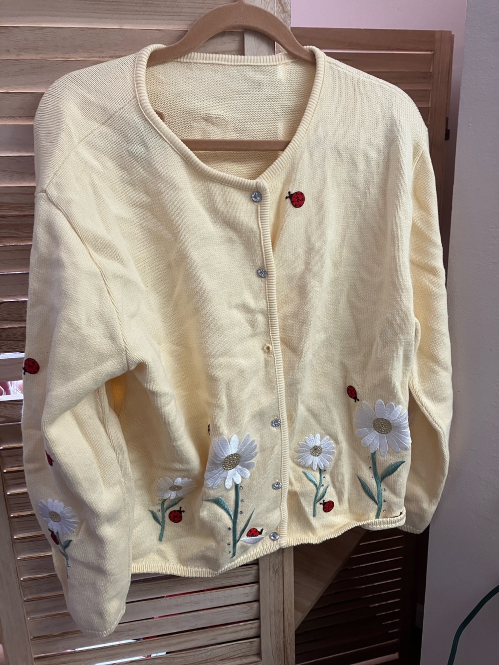 Yellow Floral Embroidered Cardigan Sweater